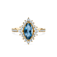 Bluebird™ London Blue Topaz & 0.55ct TW Diamond Ring in 9ct Yellow Gold
