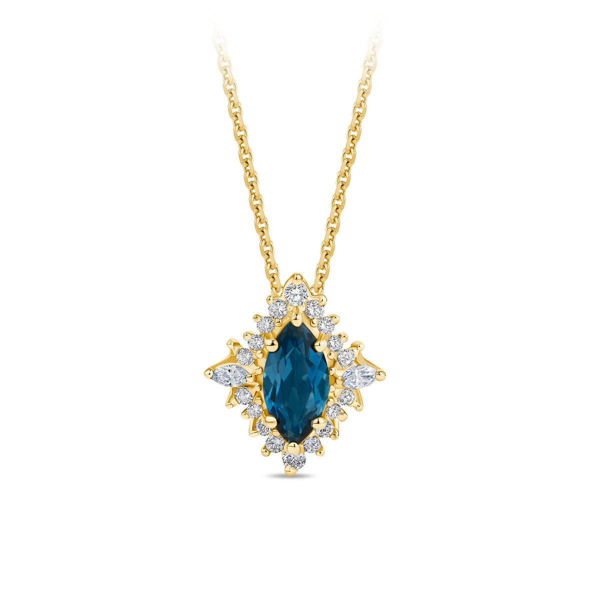 Gold Tone Emerald hotsell Cut London Blue Topaz Halo Pendant Charm