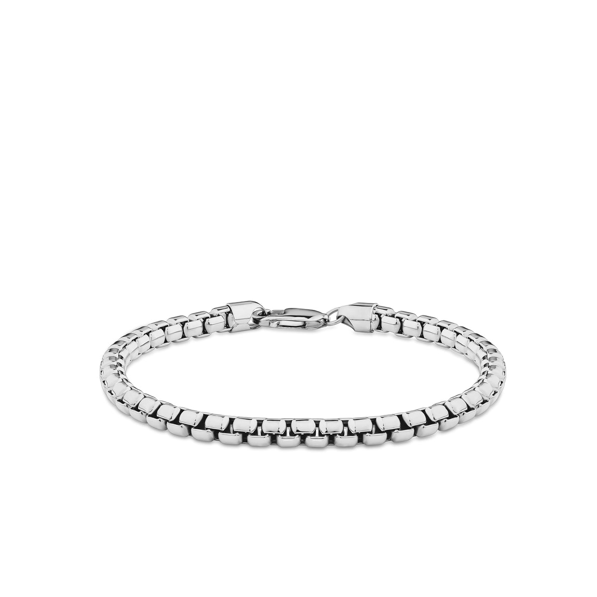 Solid Box Bracelet in Sterling Silver Rhodium Plate