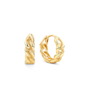 Chain Detail Huggie Earrings in 9ct Yellow Gold