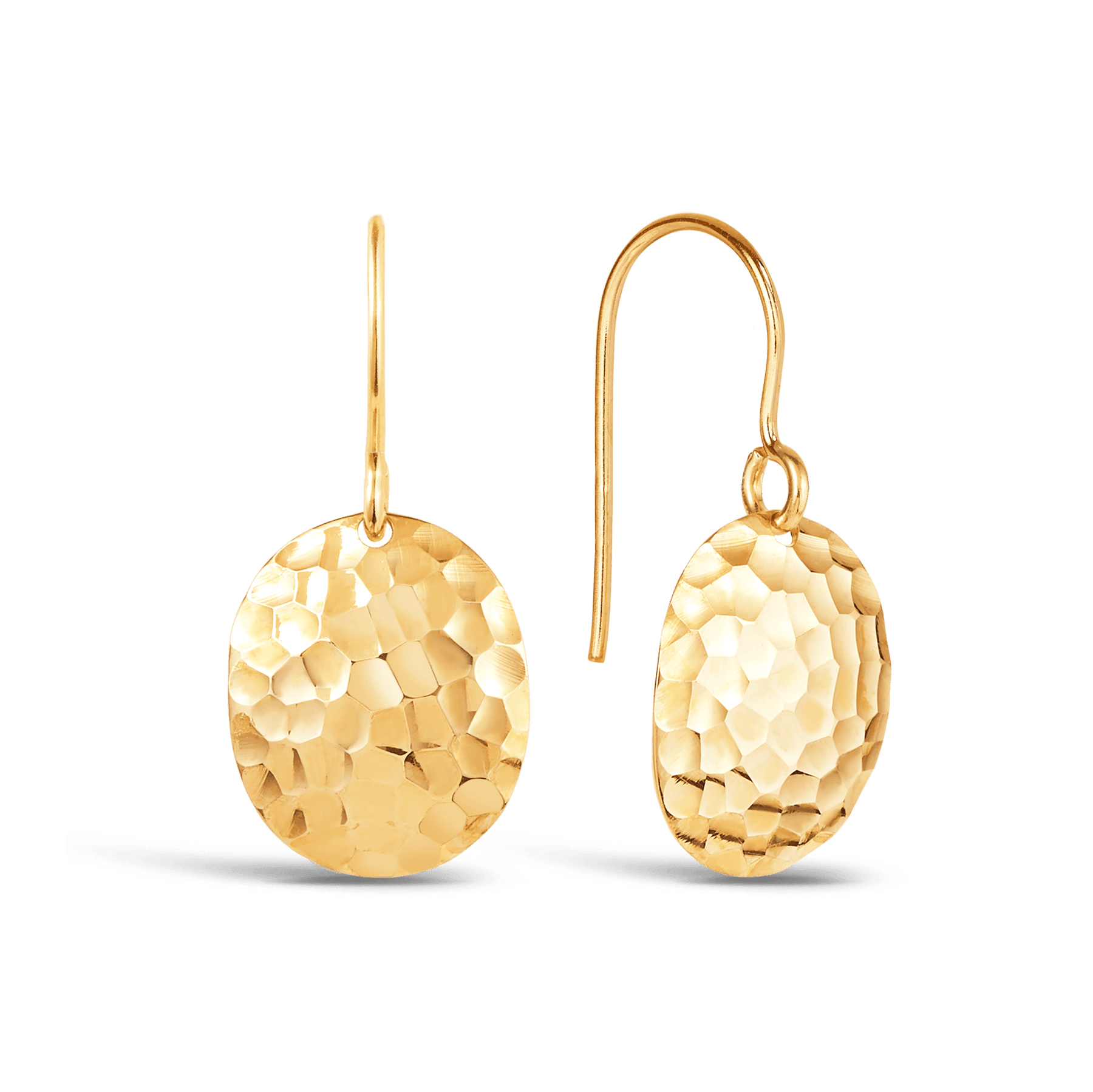 Circle Hammered Earrings in 9ct Yellow Gold - Wallace Bishop