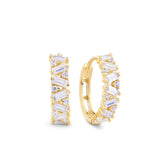 Cubic Zirconia Cluster Huggies Earrings in 9ct Yellow Gold