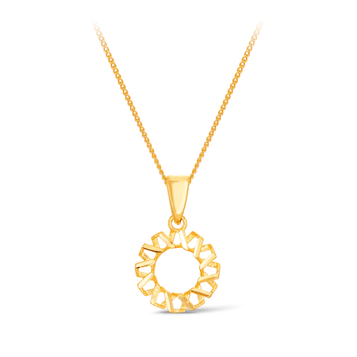 Gold chain deals with round pendant