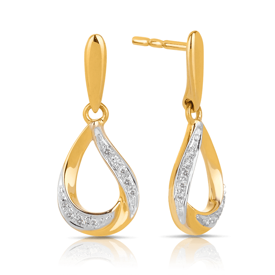 Diamond Drop Earrings in 9ct Yellow Gold TGW 0.048ct
