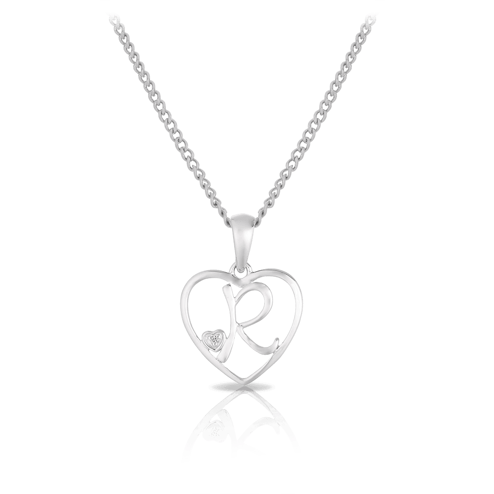 Silver diamond store heart pendant