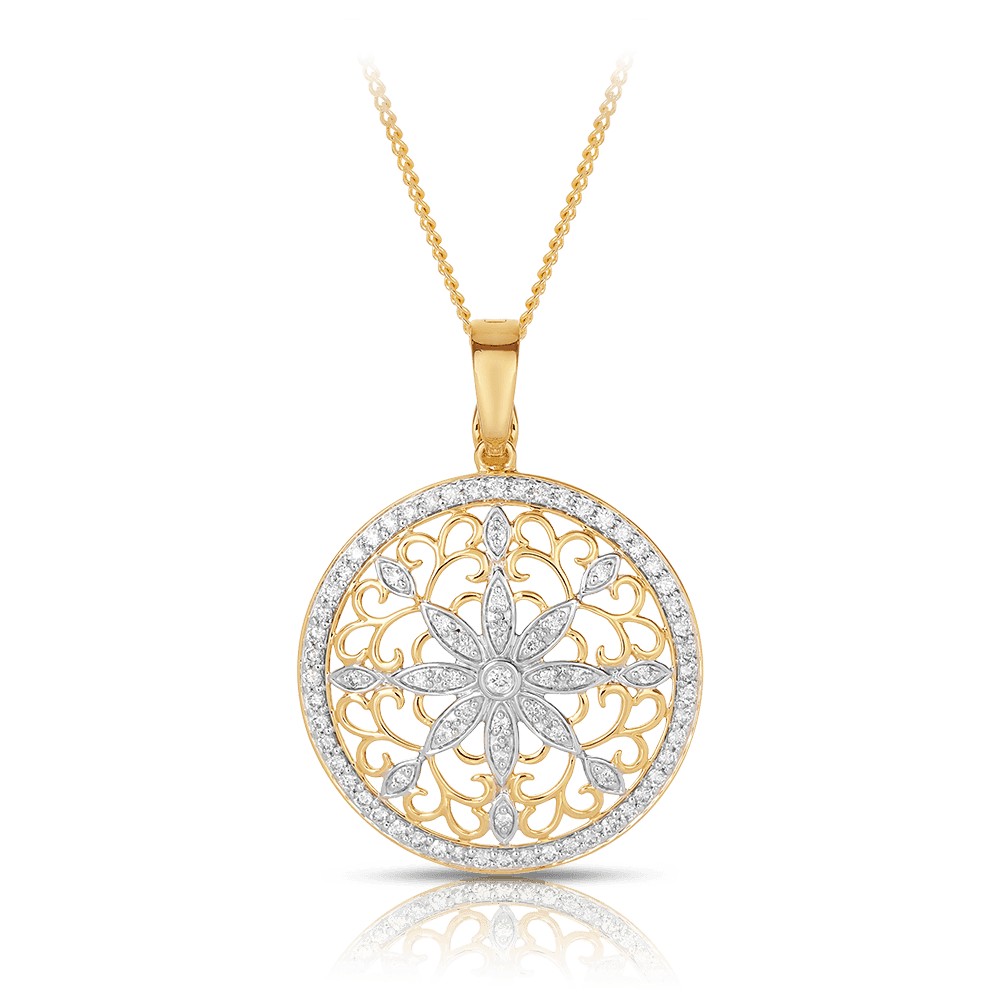 Fancy Circle Pendant in 9ct Yellow Gold - Wallace Bishop