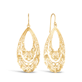 Fancy Filigree Drop Earrings in 9ct Yellow Gold - Wallace Bishop