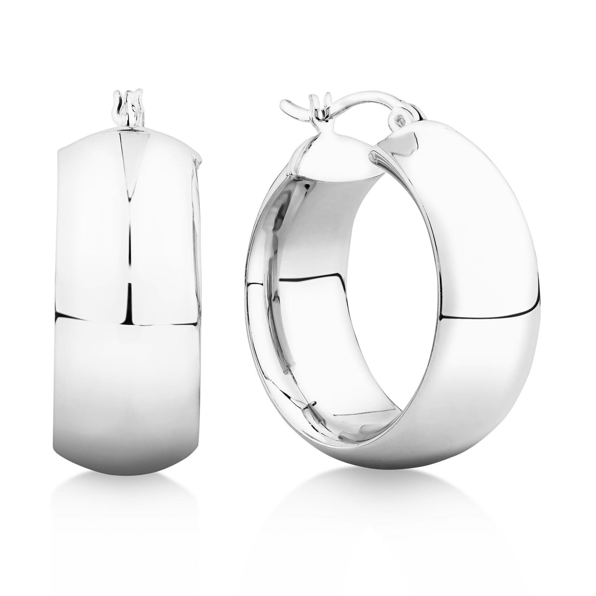 Wide silver hoop on sale earrings