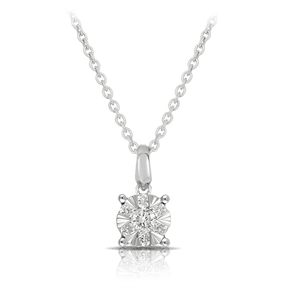 Illusion Set Diamond Cluster Pendant in 9ct White Gold - Wallace Bishop