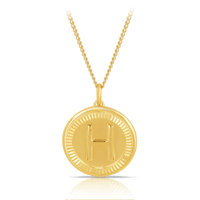 Initial Round Pendant in Solid 9ct Yellow Gold - Wallace Bishop