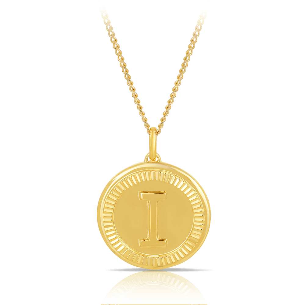 Initial Round Pendant in Solid 9ct Yellow Gold - Wallace Bishop