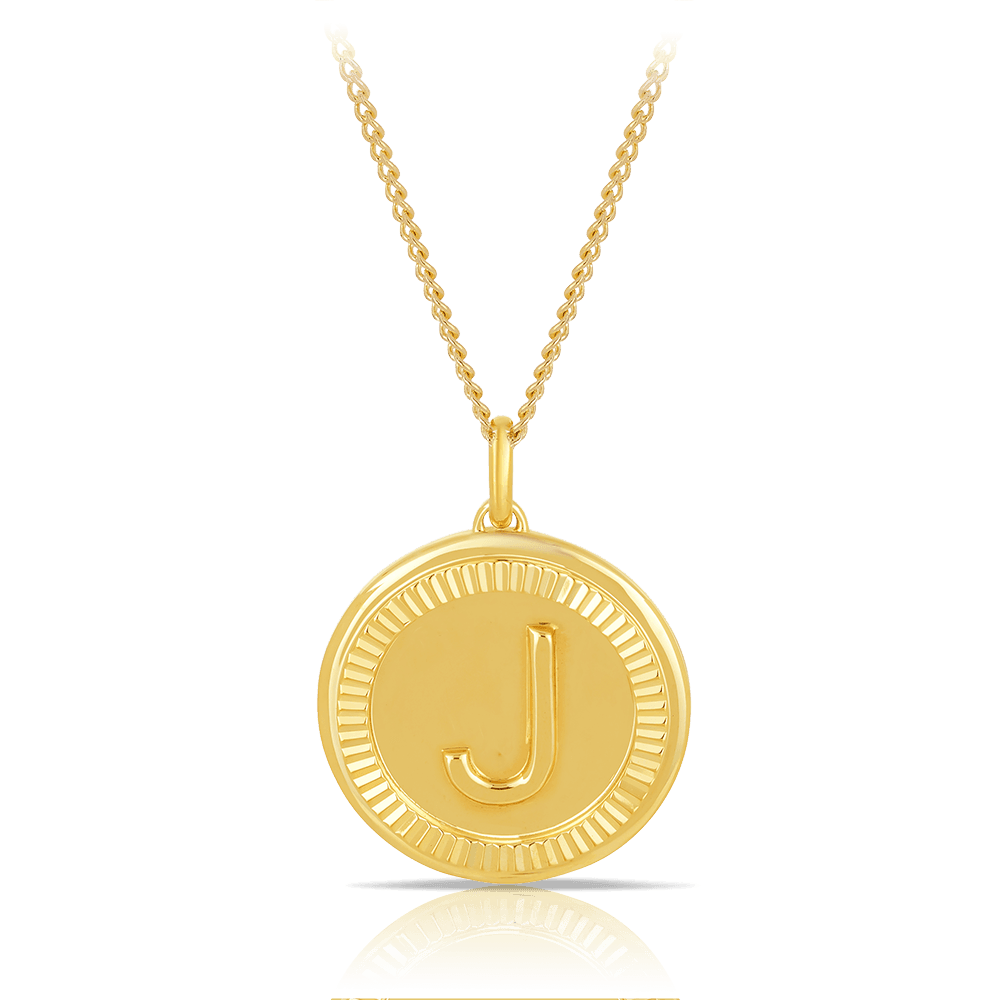 Initial Round Pendant in Solid 9ct Yellow Gold - Wallace Bishop