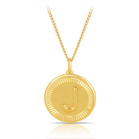 Initial Round Pendant in Solid 9ct Yellow Gold - Wallace Bishop