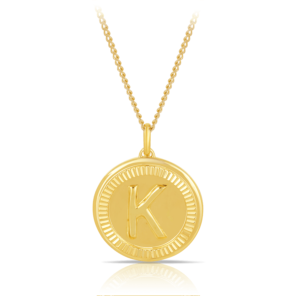 Initial Round Pendant in Solid 9ct Yellow Gold - Wallace Bishop