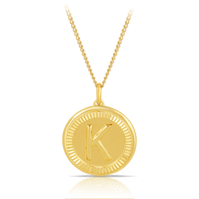 Initial Round Pendant in Solid 9ct Yellow Gold - Wallace Bishop