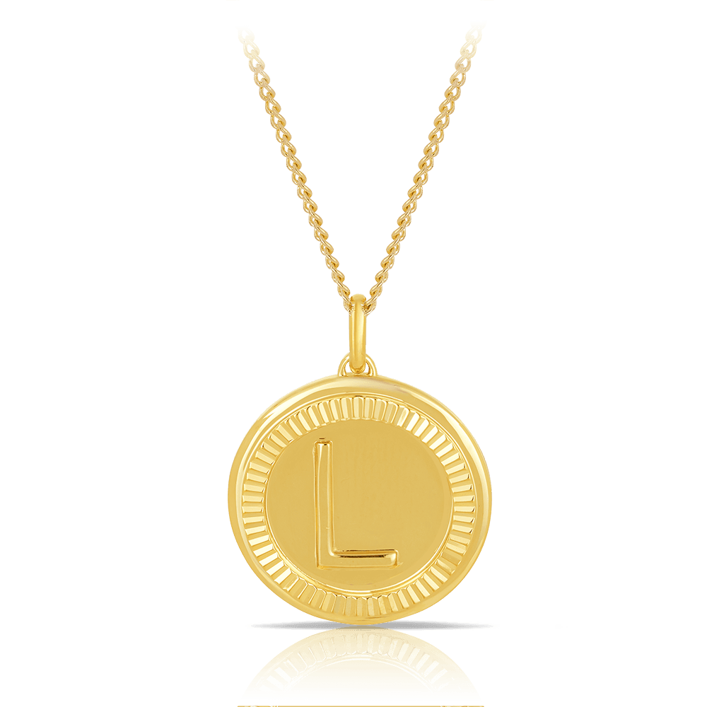 Initial Round Pendant in Solid 9ct Yellow Gold - Wallace Bishop