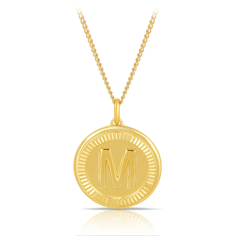 Initial Round Pendant in Solid 9ct Yellow Gold - Wallace Bishop