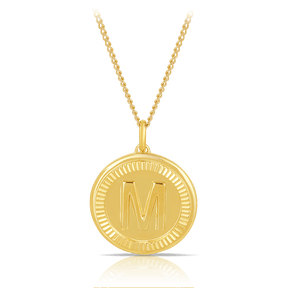 Initial Round Pendant in Solid 9ct Yellow Gold - Wallace Bishop