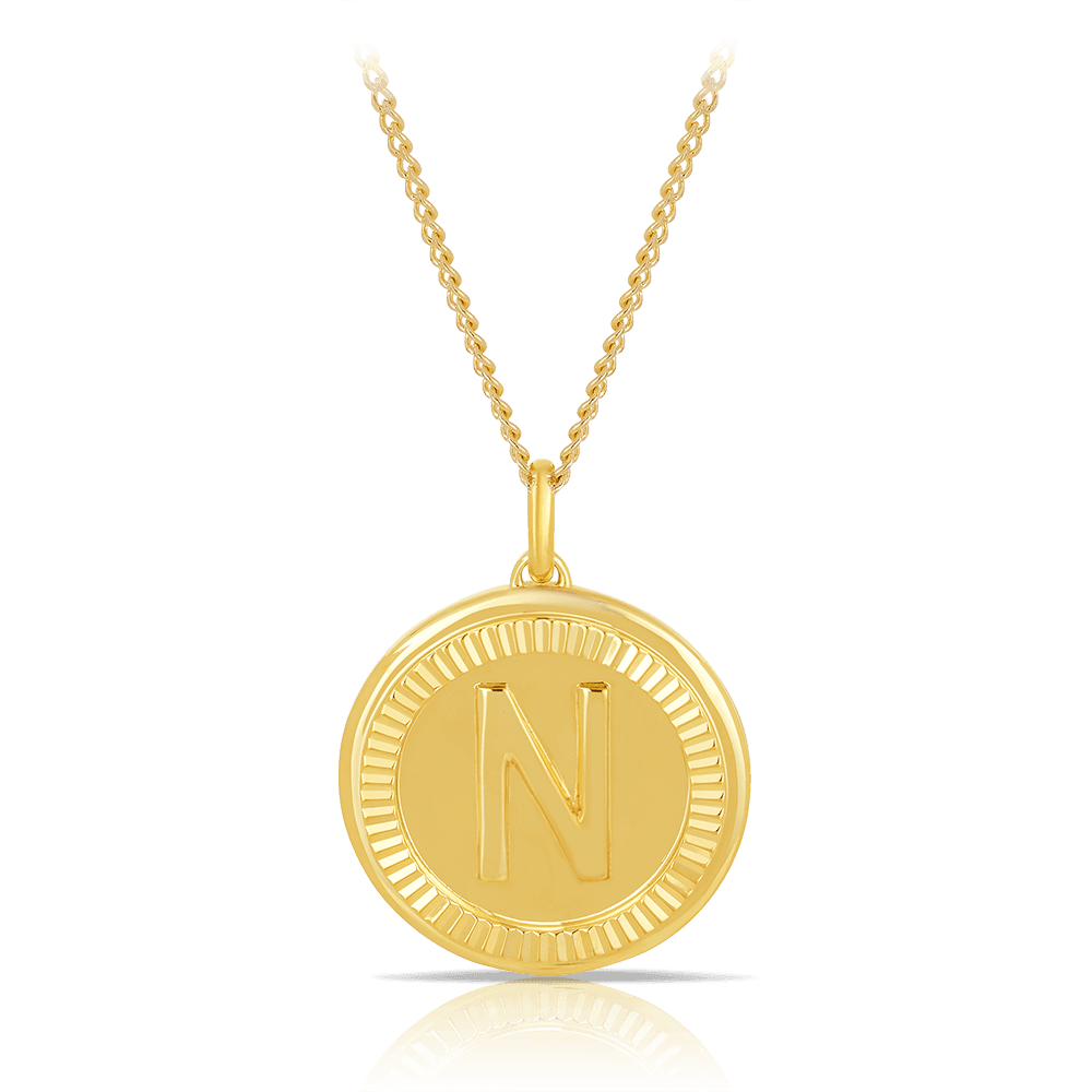 Initial Round Pendant in Solid 9ct Yellow Gold - Wallace Bishop