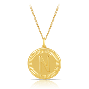 Initial Round Pendant in Solid 9ct Yellow Gold - Wallace Bishop