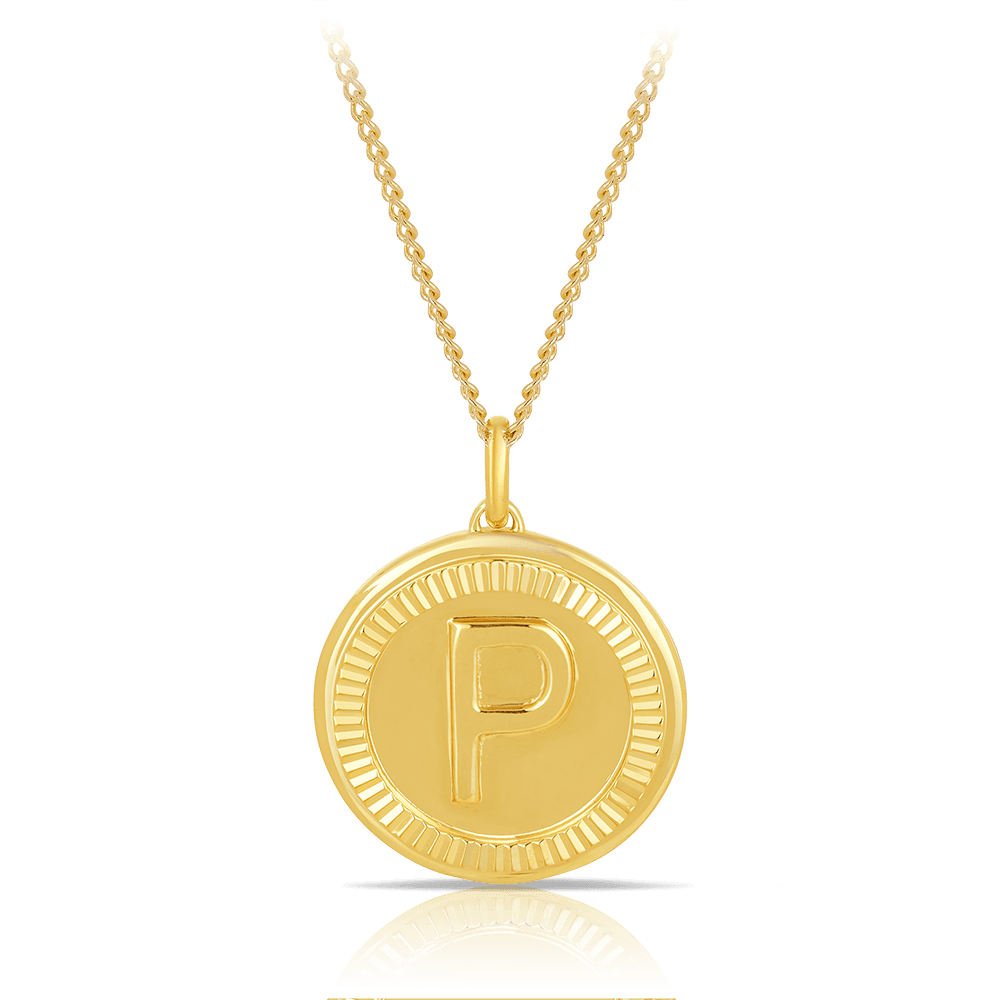 Initial Round Pendant in Solid 9ct Yellow Gold - Wallace Bishop