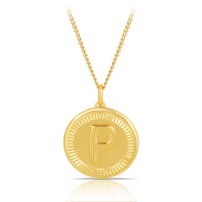 Initial Round Pendant in Solid 9ct Yellow Gold - Wallace Bishop