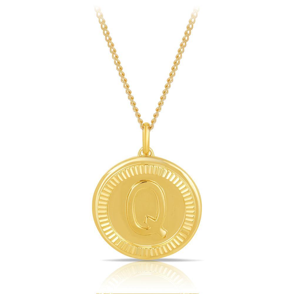 Initial Round Pendant in Solid 9ct Yellow Gold - Wallace Bishop