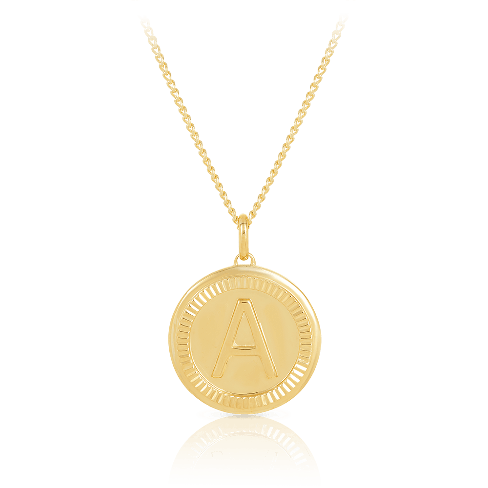 Initial Round Pendant in Solid 9ct Yellow Gold - Wallace Bishop