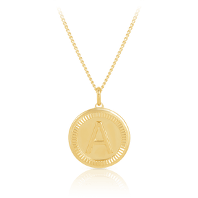 Initial Round Pendant in Solid 9ct Yellow Gold - Wallace Bishop