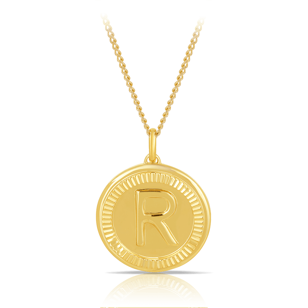 Initial Round Pendant in Solid 9ct Yellow Gold - Wallace Bishop