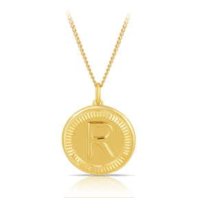 Initial Round Pendant in Solid 9ct Yellow Gold - Wallace Bishop