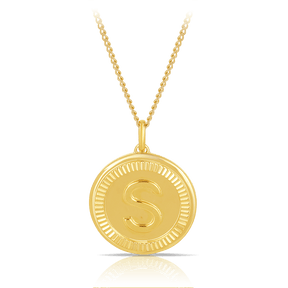 Initial Round Pendant in Solid 9ct Yellow Gold - Wallace Bishop