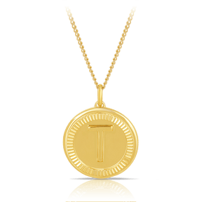 Initial Round Pendant in Solid 9ct Yellow Gold