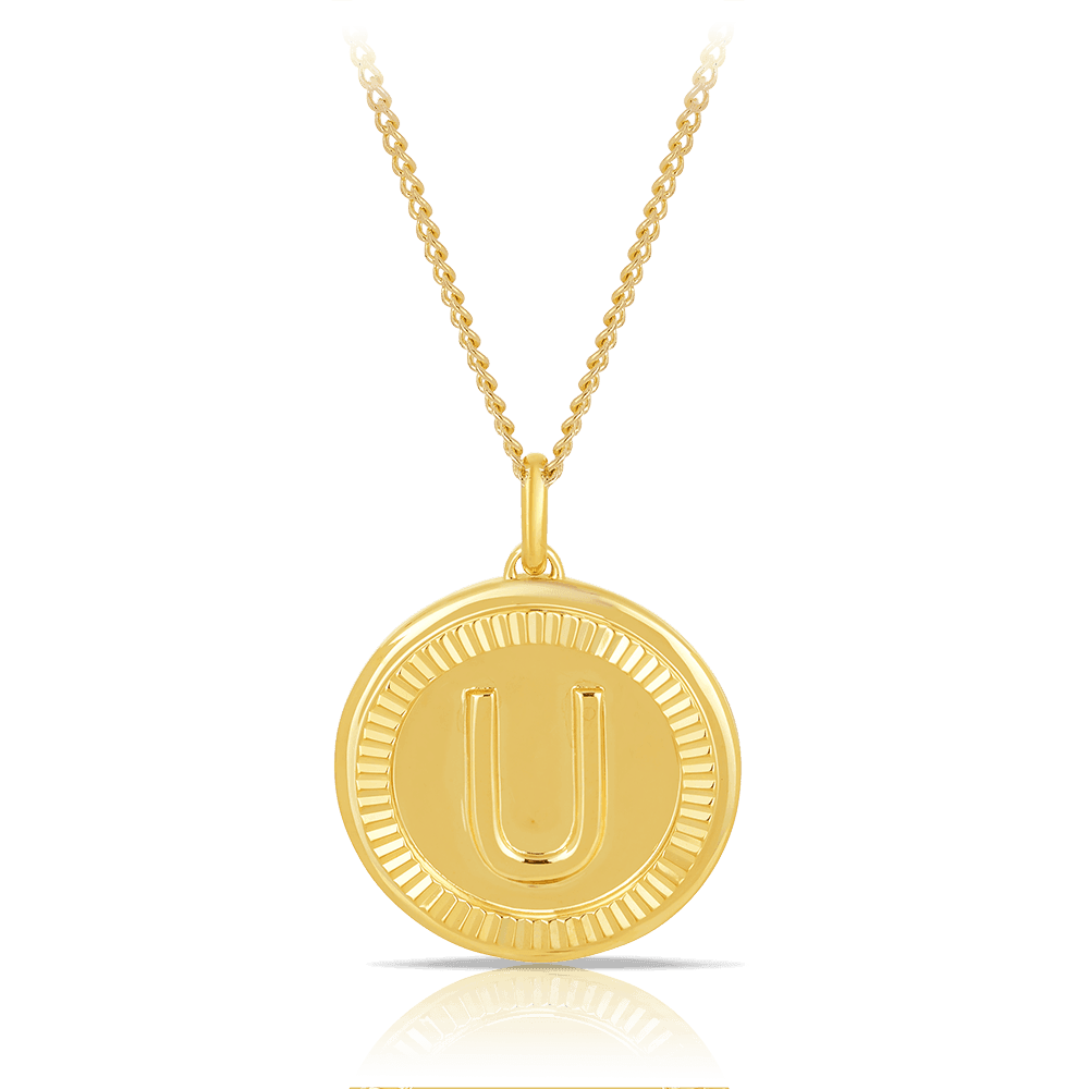 Initial Round Pendant in Solid 9ct Yellow Gold - Wallace Bishop