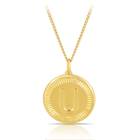 Initial Round Pendant in Solid 9ct Yellow Gold - Wallace Bishop