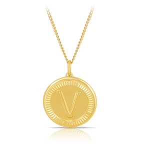 Initial Round Pendant in Solid 9ct Yellow Gold - Wallace Bishop