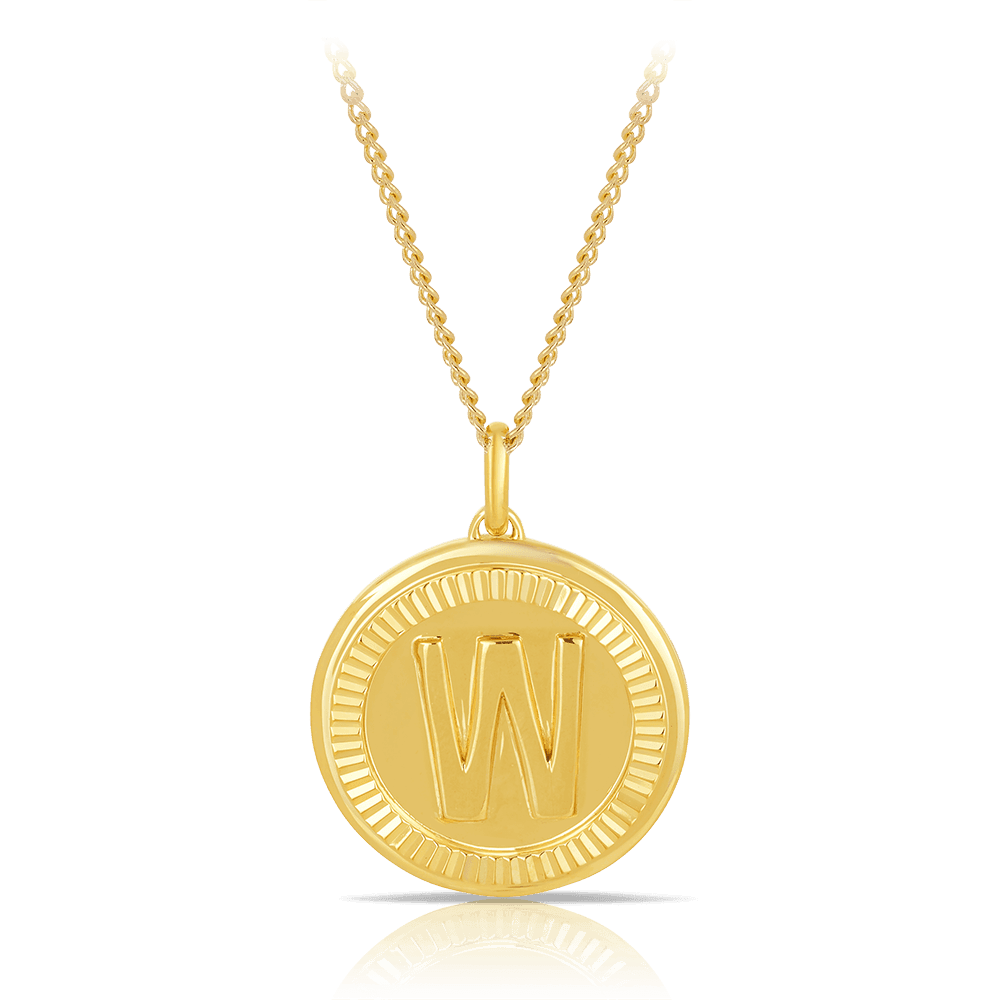 Initial Round Pendant in Solid 9ct Yellow Gold - Wallace Bishop