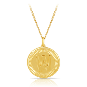 Initial Round Pendant in Solid 9ct Yellow Gold - Wallace Bishop