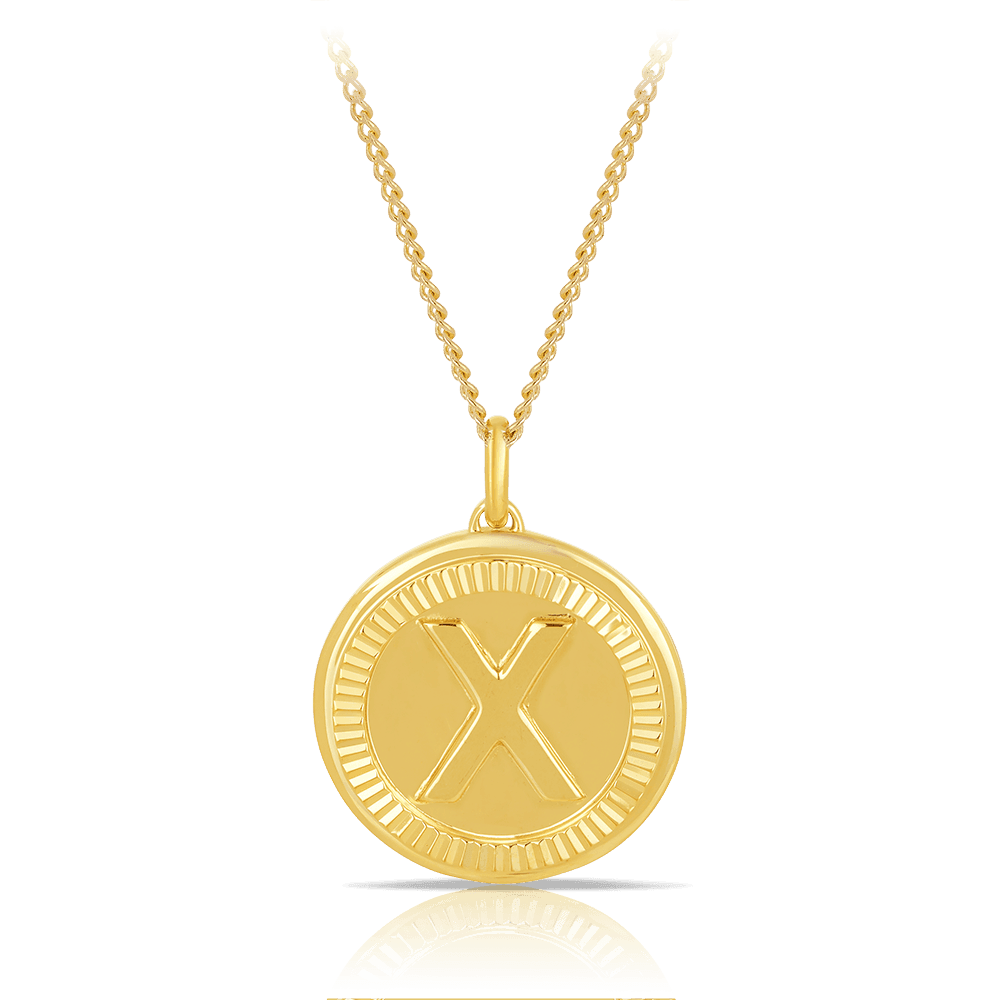 Initial Round Pendant in Solid 9ct Yellow Gold