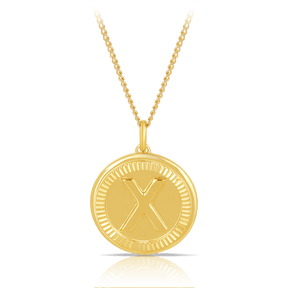 Initial Round Pendant in Solid 9ct Yellow Gold