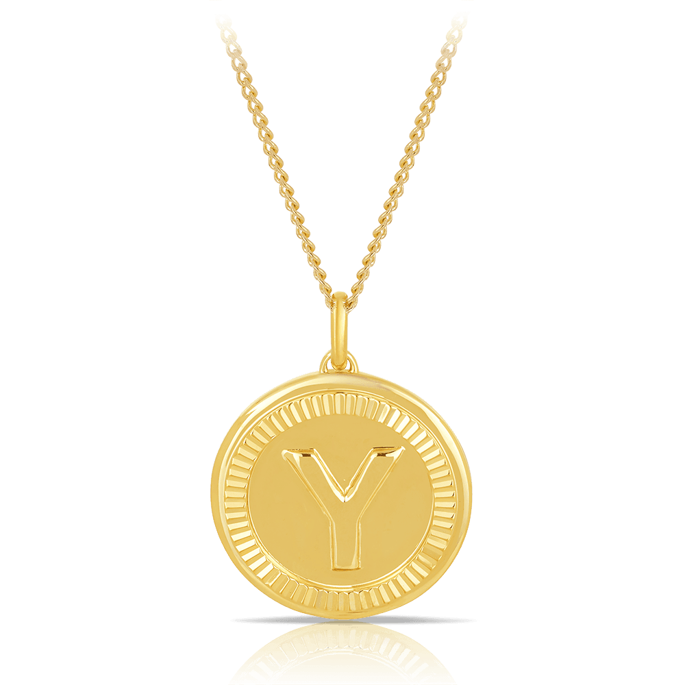 Initial Round Pendant in Solid 9ct Yellow Gold