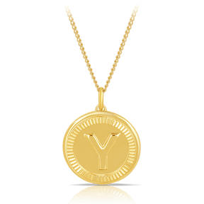 Initial Round Pendant in Solid 9ct Yellow Gold