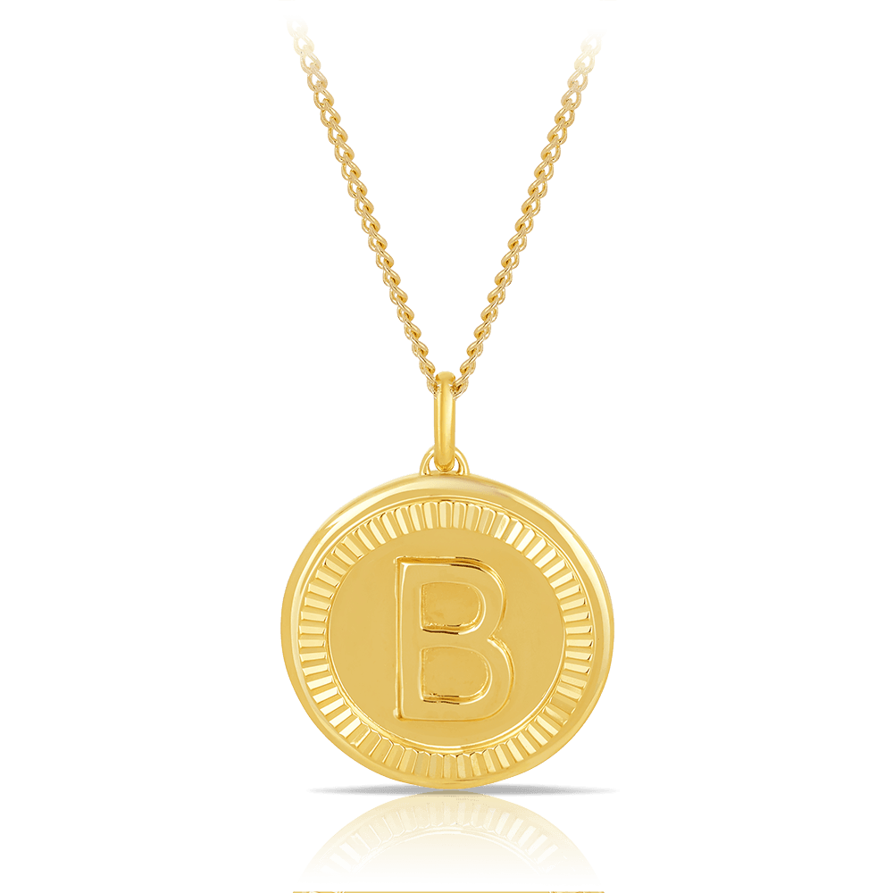 Initial Round Pendant in Solid 9ct Yellow Gold - Wallace Bishop