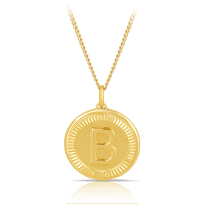 Initial Round Pendant in Solid 9ct Yellow Gold - Wallace Bishop