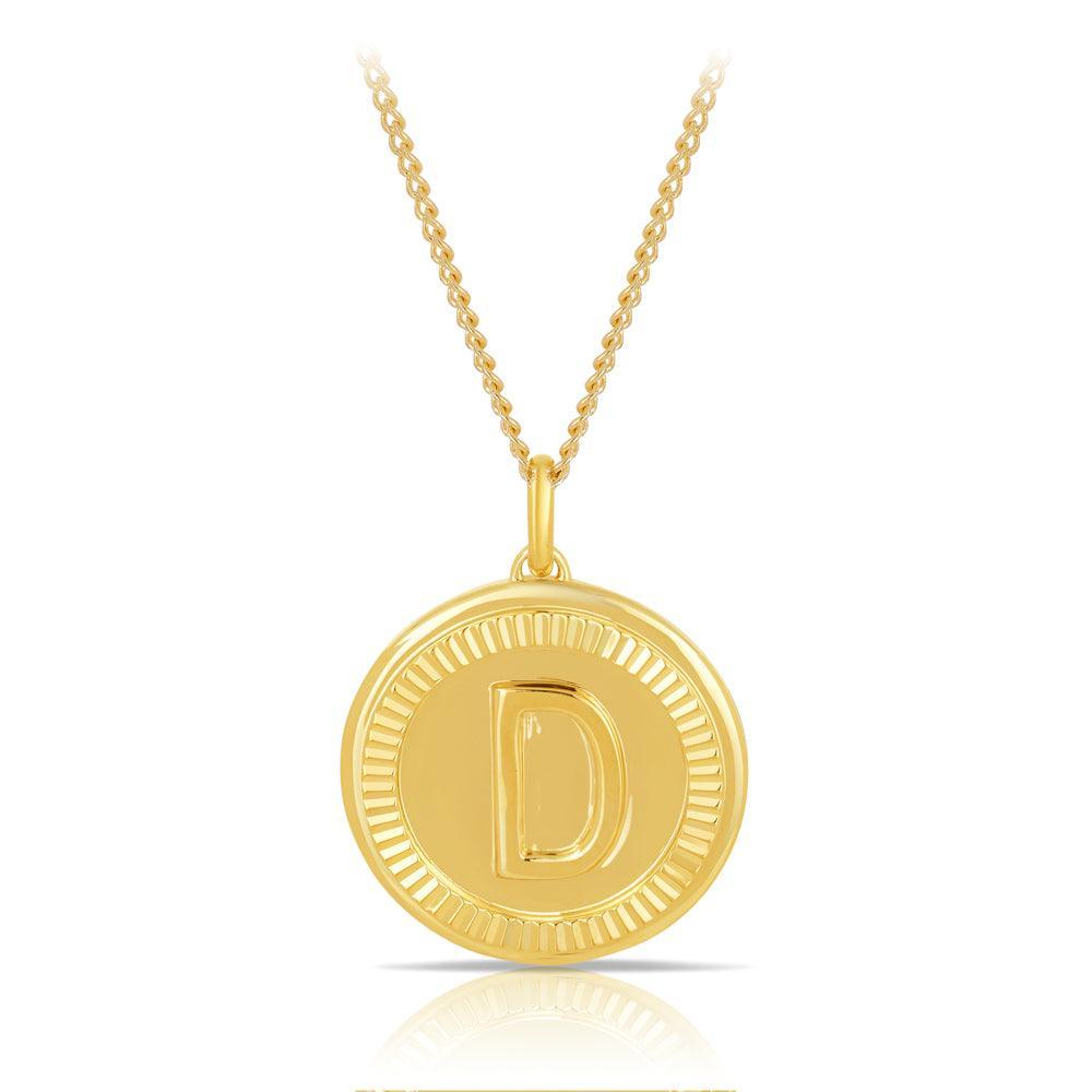 Initial Round Pendant in Solid 9ct Yellow Gold - Wallace Bishop