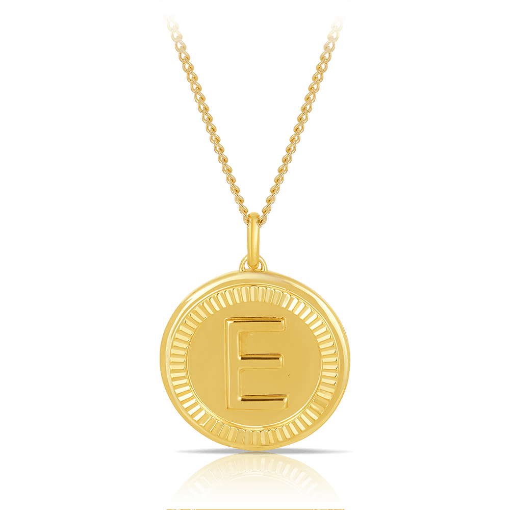 Initial Round Pendant in Solid 9ct Yellow Gold - Wallace Bishop