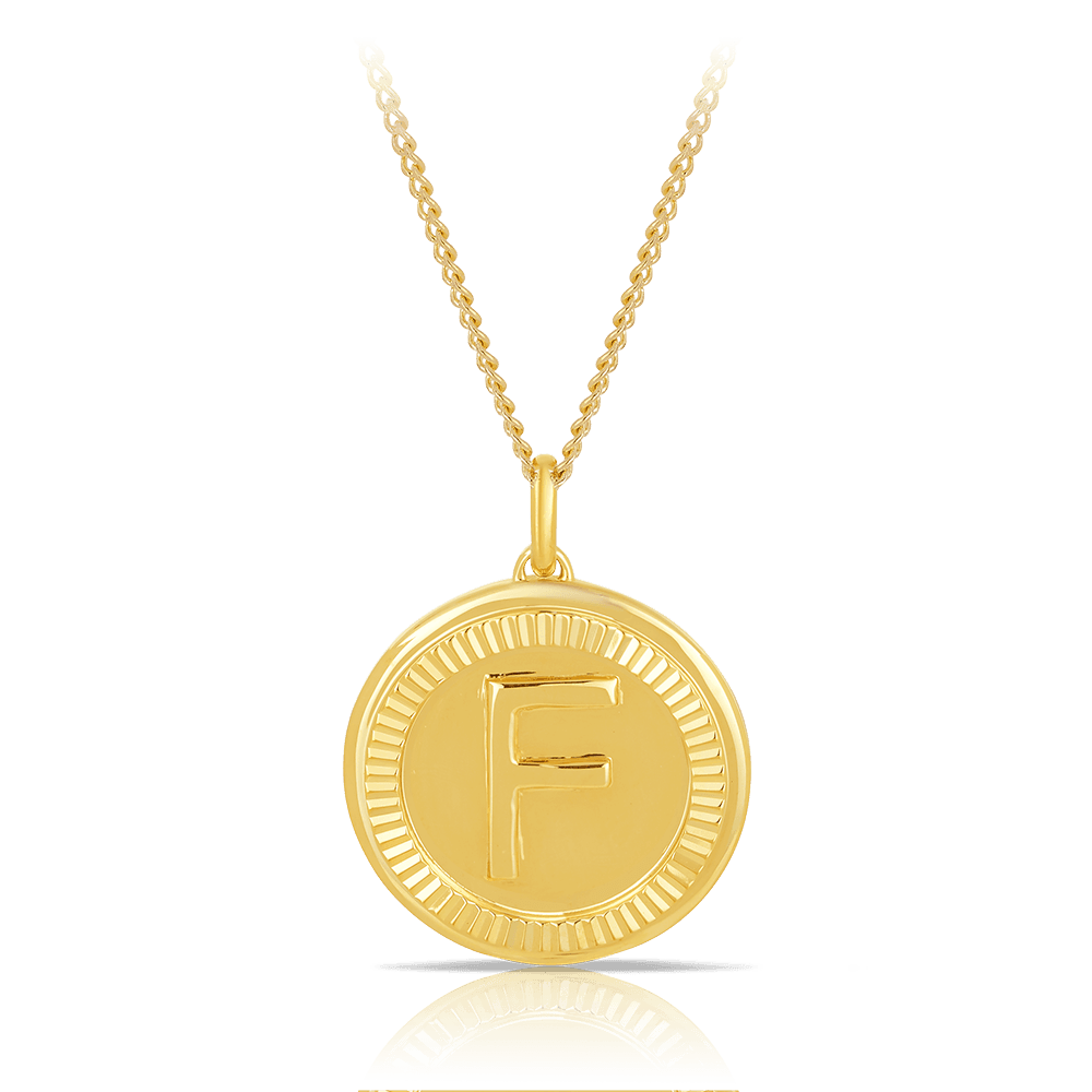 Initial Round Pendant in Solid 9ct Yellow Gold - Wallace Bishop