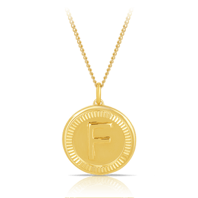 Initial Round Pendant in Solid 9ct Yellow Gold - Wallace Bishop