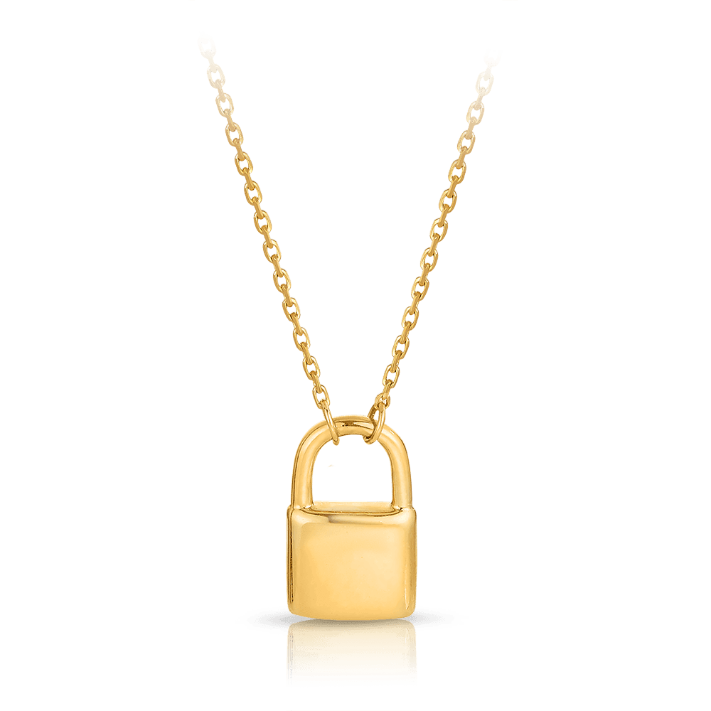 Magnificent 9K Yellow Gold Australian Padlock Necklace, Engraved