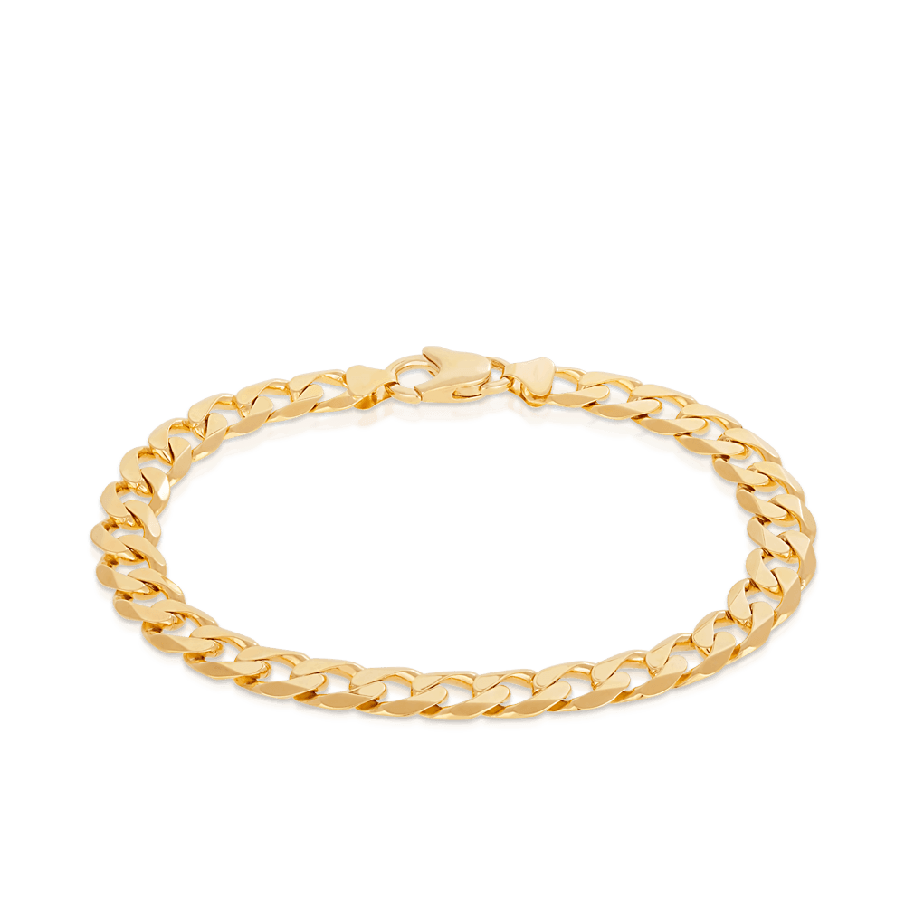 Long Curb Men's Bracelet in 9ct Yellow Gold
